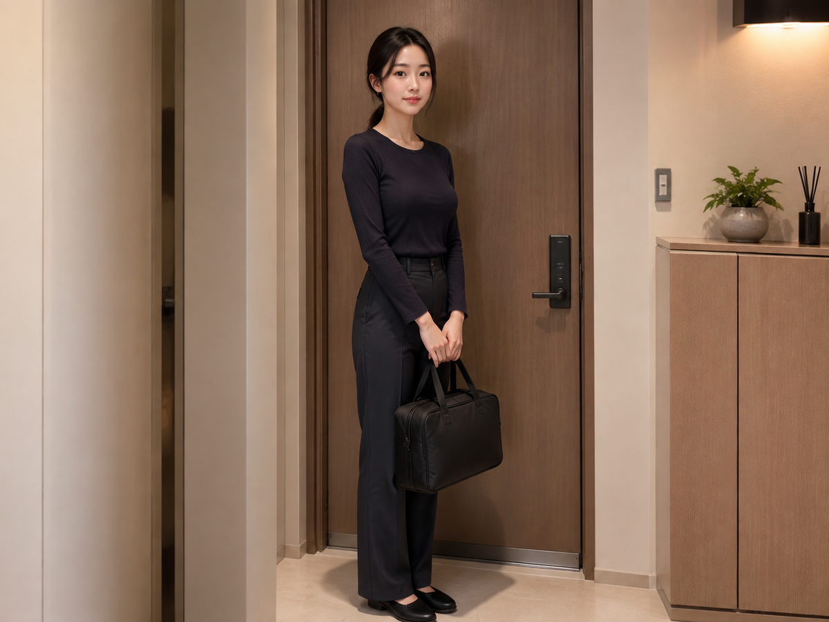 용인 방문 홈케어 일정을 준비하는 젊은 성인 한국 여성 관리사